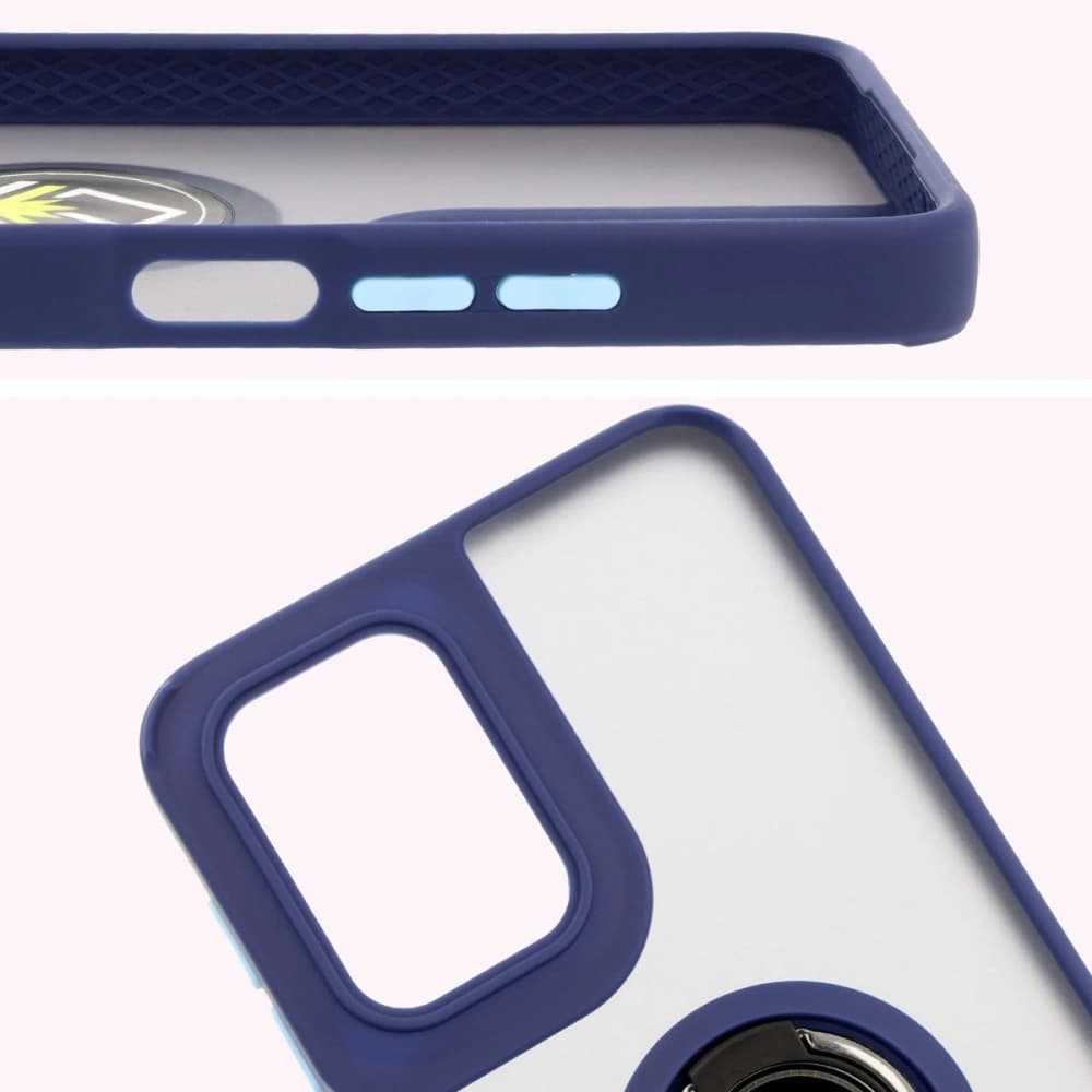 Bizon Case Hybrid Ring Motorola Moto G55 5G rauchig mit einem navyblauen Rahmen - 3