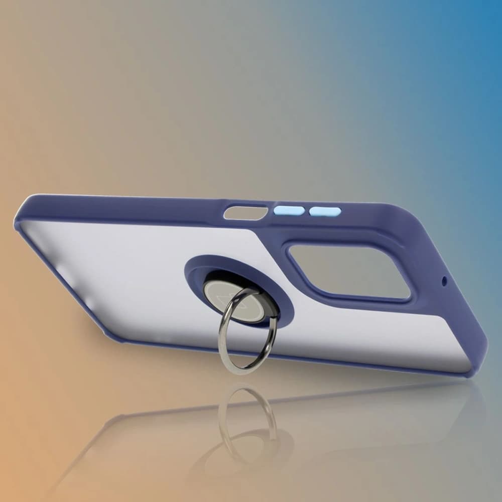 Bizon Case Hybrid Ring Motorola Moto G55 5G rauchig mit einem navyblauen Rahmen - 6