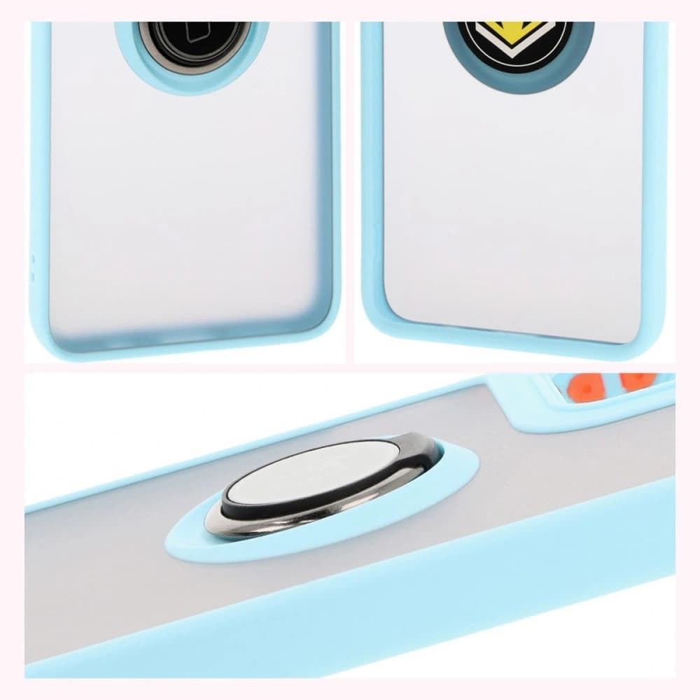 Bizon Case Hybrid Ring Motorola Moto G55 5G füstös színben, világoskék kerettel - 4