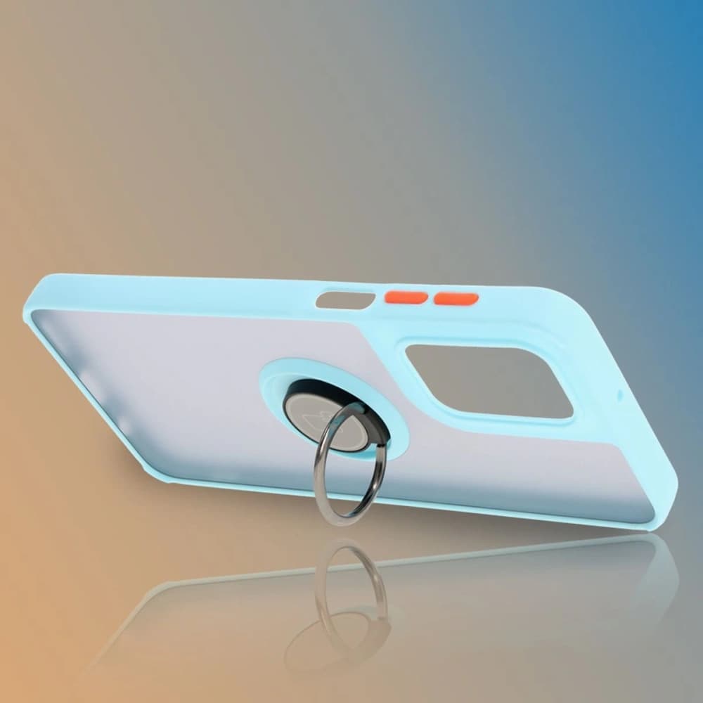 Bizon Case Hybrid Ring Motorola Moto G55 5G füstös színben, világoskék kerettel - 6