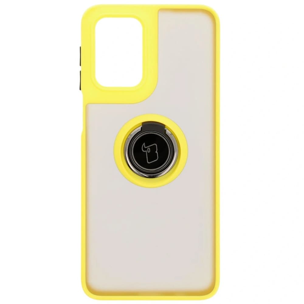 Bizon Case Hybrid Ring Motorola Moto G55 5G rauchig mit einem gelben Rahmen - 2