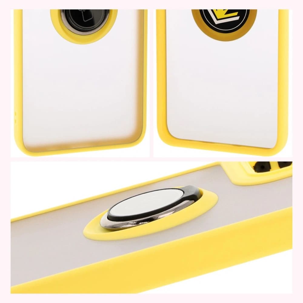 Bizon Case Hybrid Ring Motorola Moto G55 5G rauchig mit einem gelben Rahmen - 4