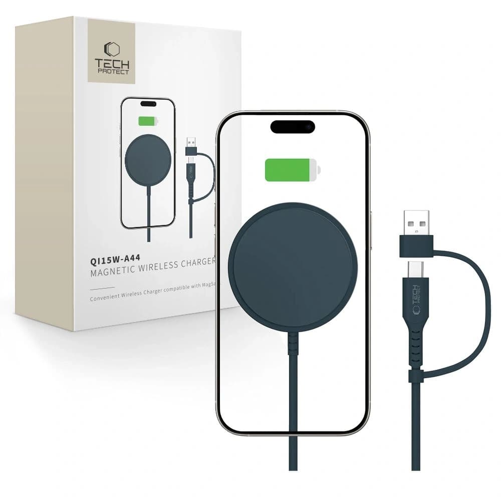 Tech-Protect QI15W-A44 Magnetic MagSafe vezeték nélküli töltő sötétkék - 1