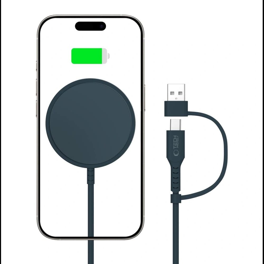 Tech-Protect QI15W-A44 Magnetic MagSafe vezeték nélküli töltő sötétkék - 2