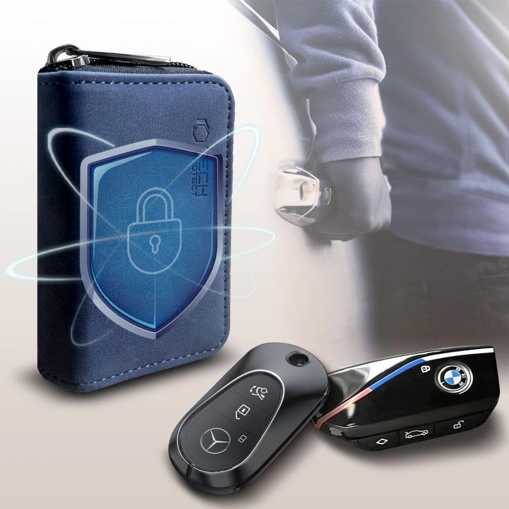 Tech-Protect KLR300 faraday ketrec Pouch Keyless RFID Jel Blokkoló Tok Tengerészkék - 2
