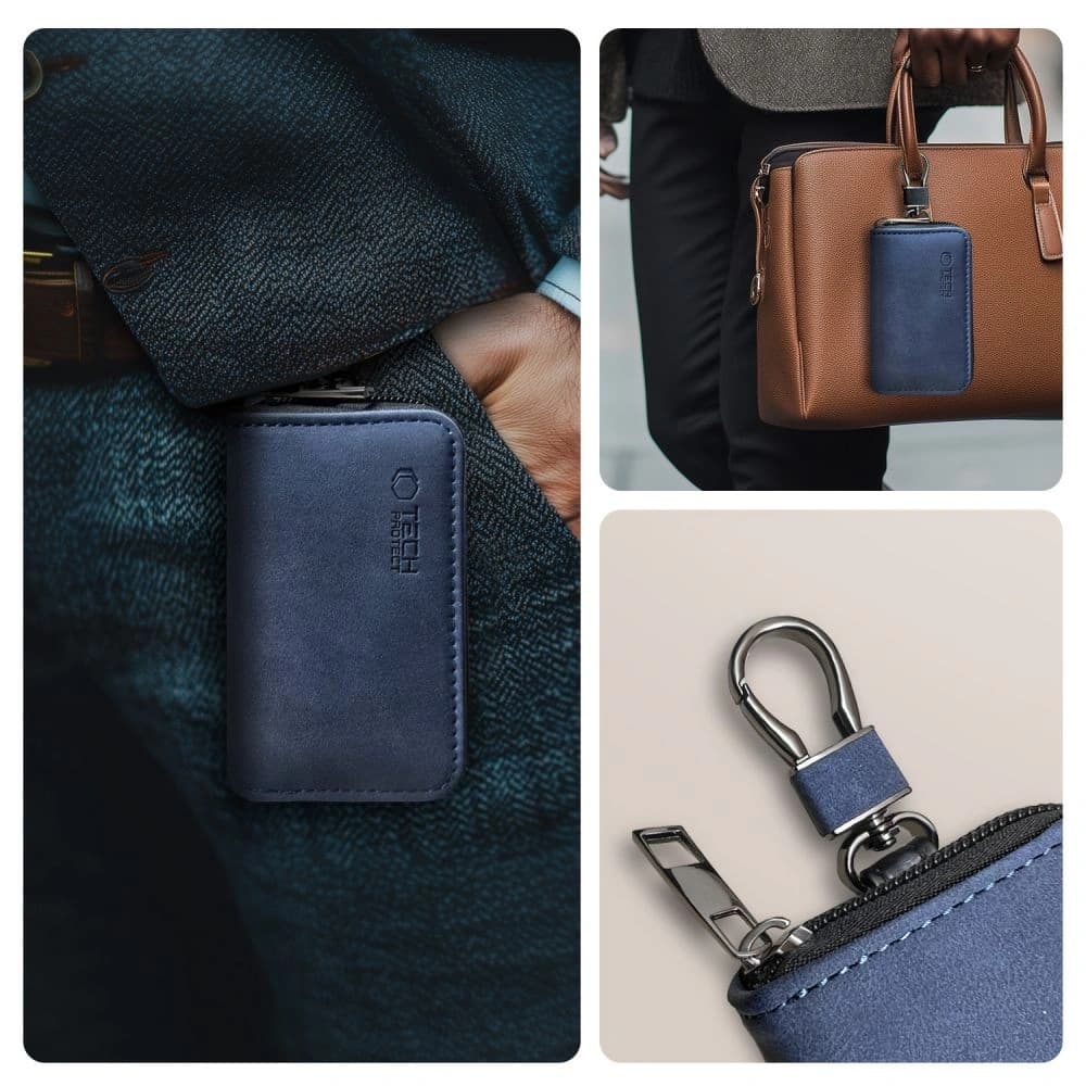 Tech-Protect KLR300 faraday ketrec Pouch Keyless RFID Jel Blokkoló Tok Tengerészkék - 6