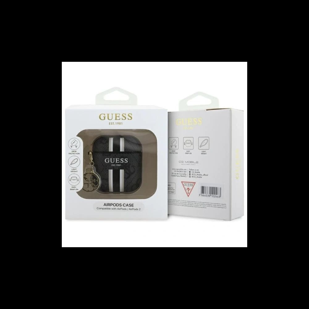 Guess GUA2P4RPSK Apple AirPods 1/2 cover 4G Printed Stripes Charm black - 3
