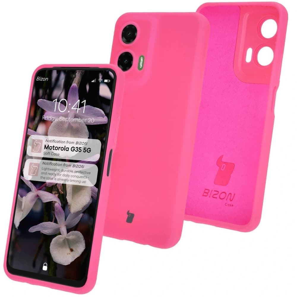 Caz moale Bizon pentru Motorola Moto G35 5G roz neon - 1