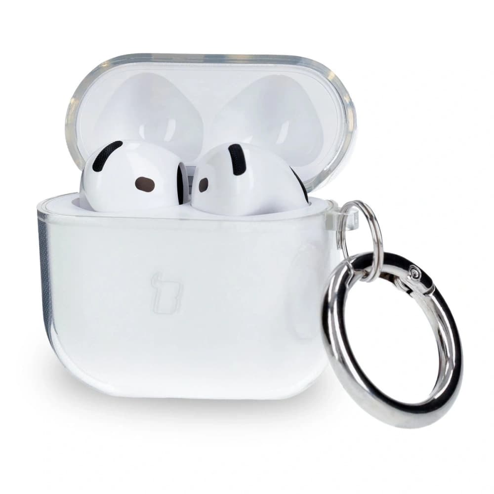 Elastyczne etui z karabińczykiem Bizon Case Headphone Clear do Apple AirPods 4 przezroczyste - 1