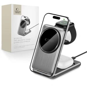 Tech-Protect QI15W-A42 3in1 Magnetic MagSafe vezeték nélküli töltő űrszürke