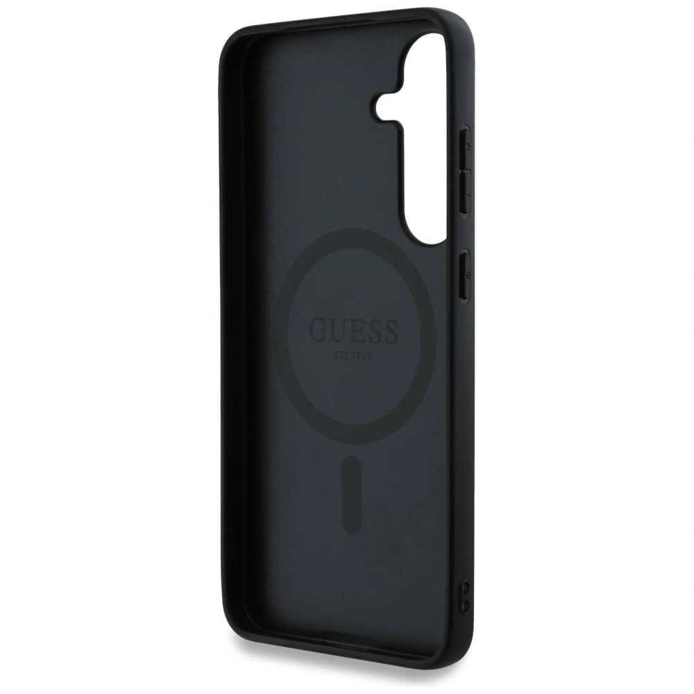 Guess Leather 4G Colored Ring Classic Logo MagSafe do Samsung Galaxy S25+ Plus black - 7