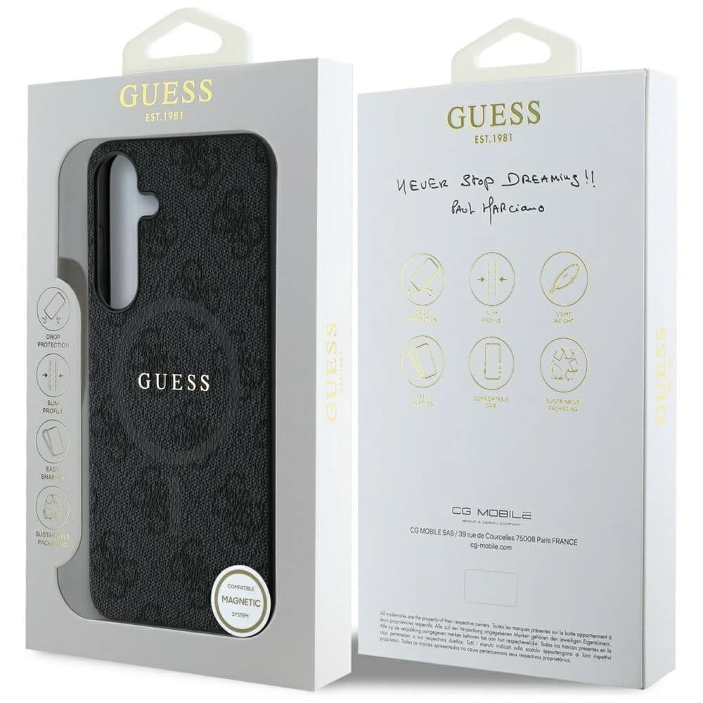 Guess Leather 4G Colored Ring Classic Logo MagSafe do Samsung Galaxy S25+ Plus black - 8