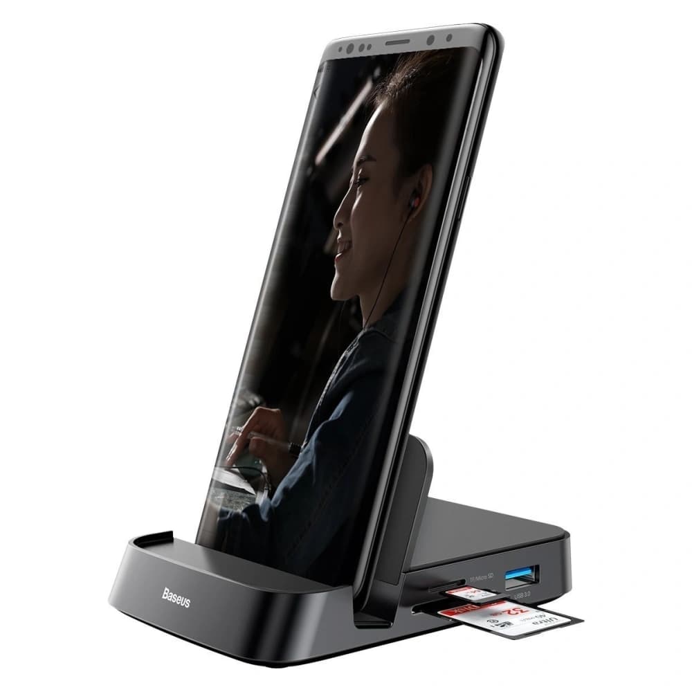 Statie de docare, HUB USB-C Baseus Mate Docking pentru smartphone-uri Huawei și Samsung, 15W (neagră) - 5