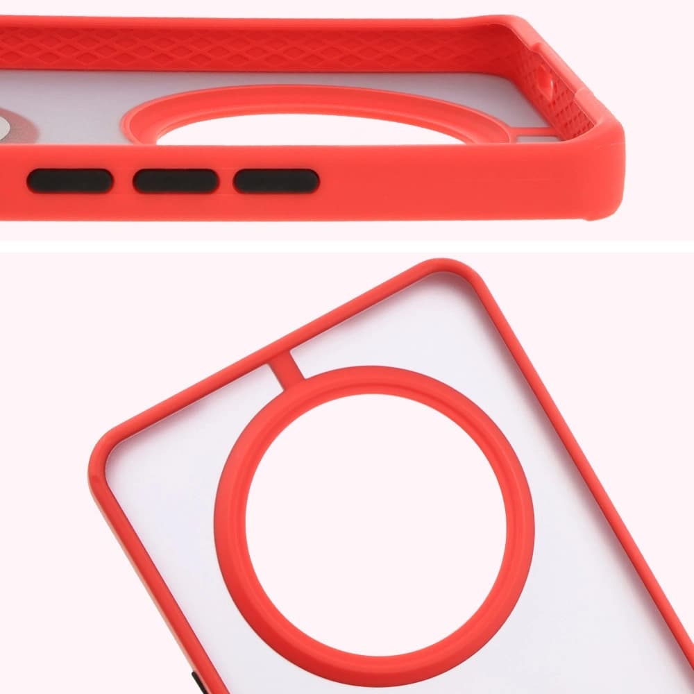 Bizon Case Hybrid Ring Honor Magic7 Lite fumuriu cu un cadru roșu - 3
