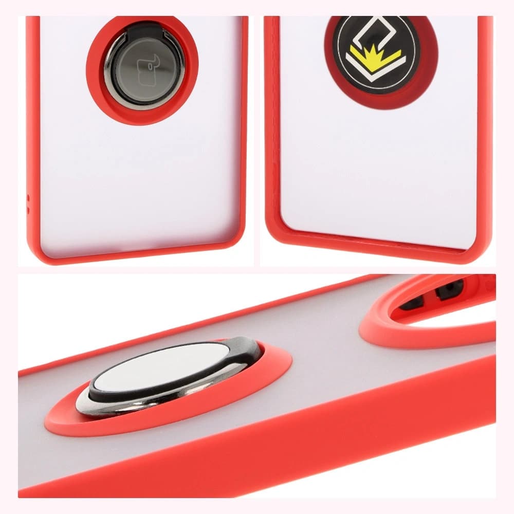 Bizon Case Hybrid Ring Honor Magic7 Lite fumuriu cu un cadru roșu - 4
