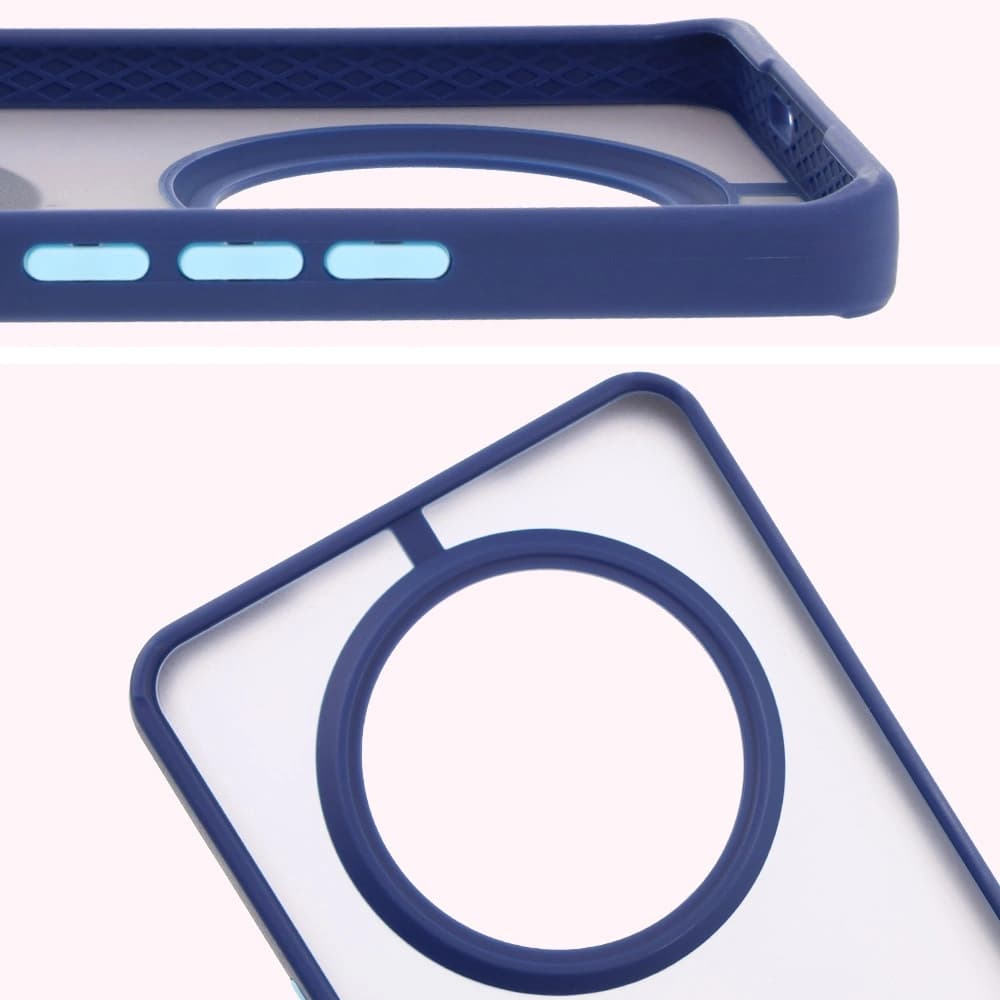 Bizon Case Hybrid Ring Honor Magic7 Lite füstös színben, sötétkék kerettel. - 3