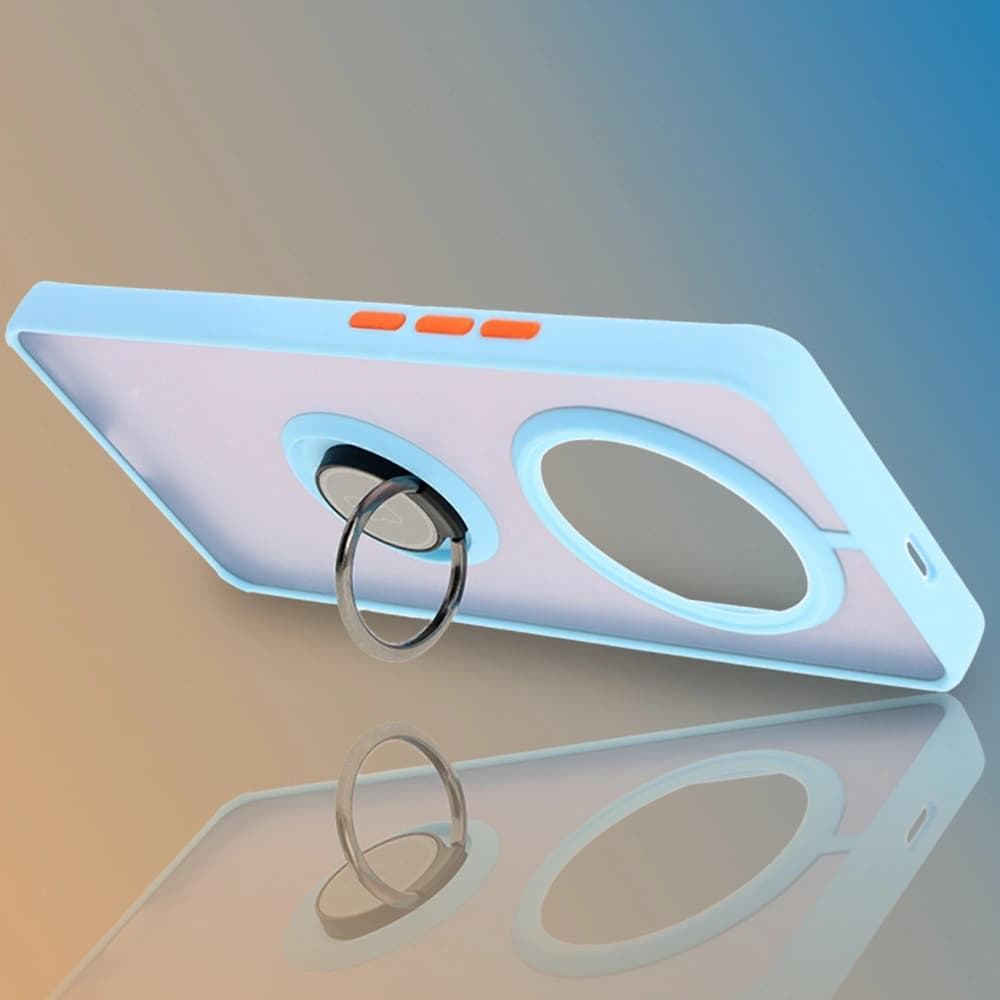 Bizon Case Hybrid Ring Honor Magic7 Lite fumuriu cu un cadru bleu deschis - 6