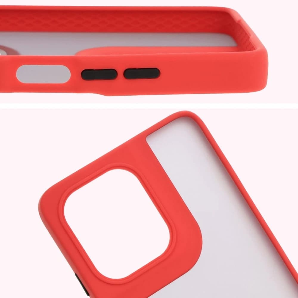 Bizon Case Hybrid Ring Motorola Moto G75 5G rauchig mit einem roten Rahmen - 3