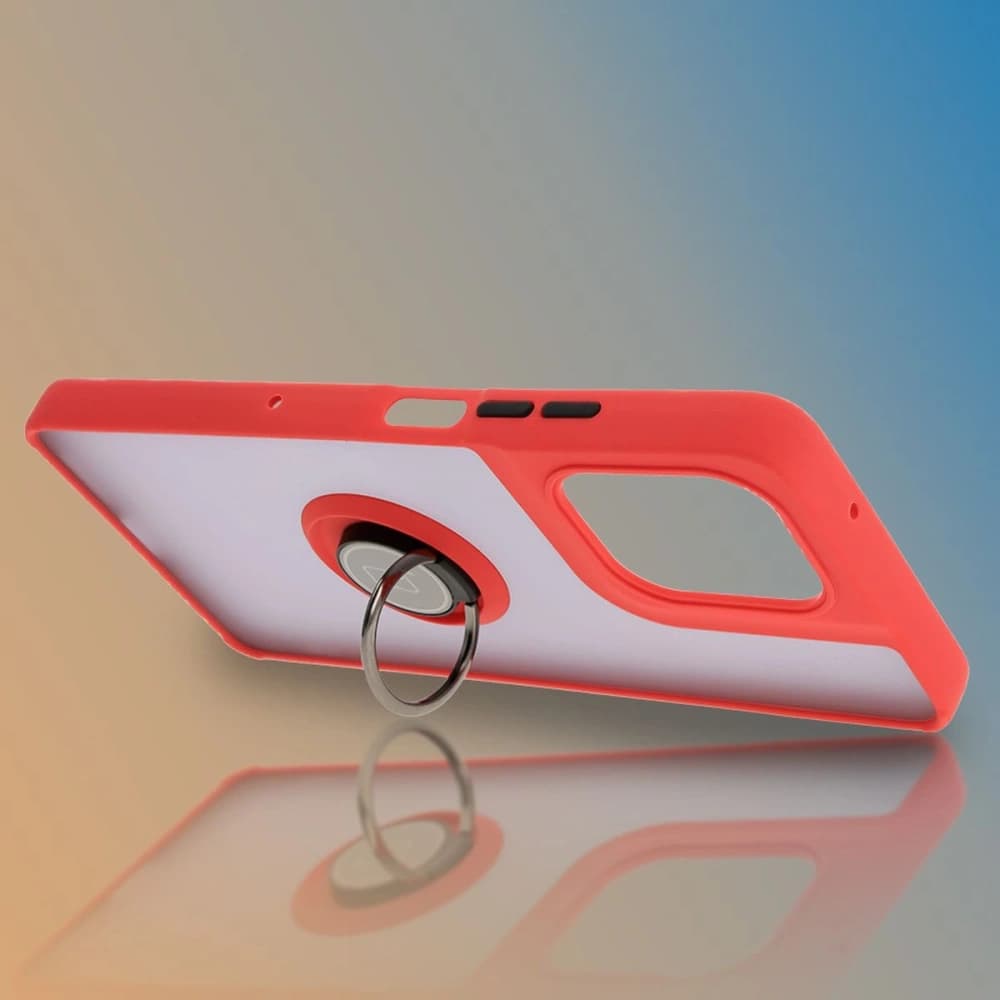 Bizon Case Hybrid Ring Motorola Moto G75 5G rauchig mit einem roten Rahmen - 6