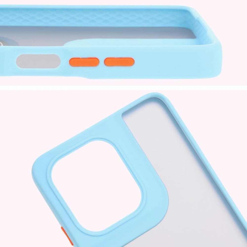 Bizon Case Hybrid Ring Motorola Moto G75 5G rauchig mit einem hellblauen Rahmen - 3