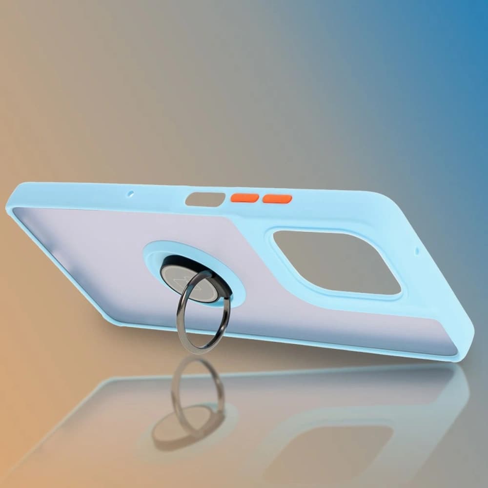 Bizon Case Hybrid Ring Motorola Moto G75 5G rauchig mit einem hellblauen Rahmen - 6