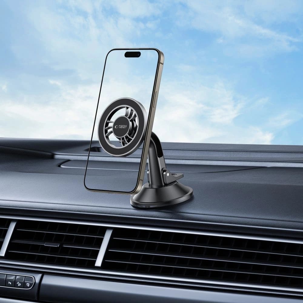 Magnetický držák na telefonu do auta na palubní desku / sklo Tech-Protect N56 Magnetic MagSafe Dashboard Shrt Car Mount Black - 8