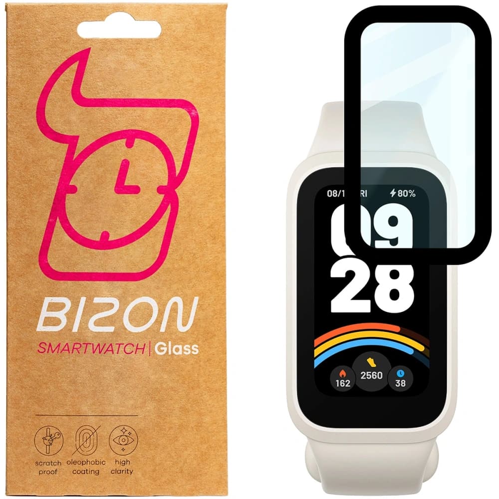 Bizon Glass Watch Edge Hybrid Xiaomi Smart Band 9 Aktiv / Redmi Smart Band 3 schwarz - 1