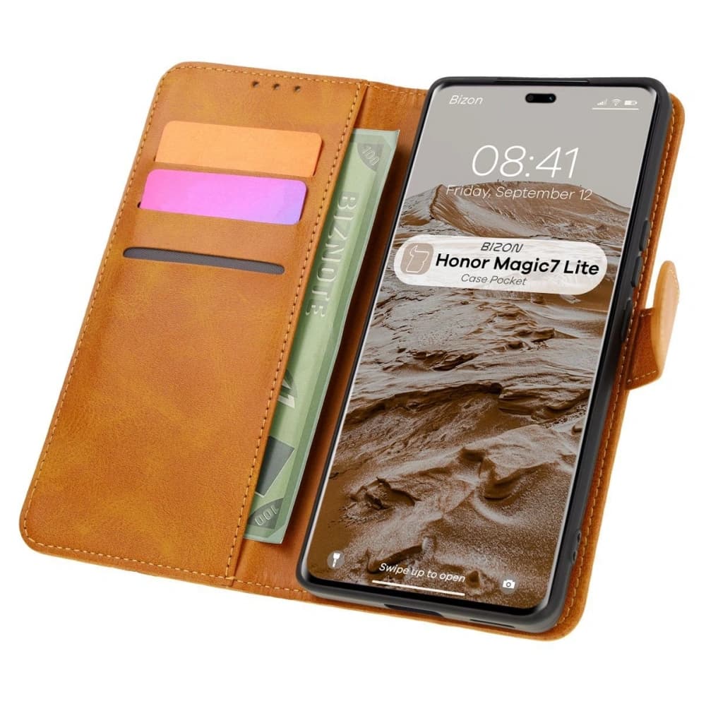 Pouzdro s klopou Bizon Case Pocket pro Honor Magic7 Lite hnědé - 1