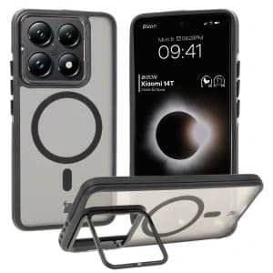 Bizon Case Eclipse MagSafe & Stand Xiaomi 14T rauchig mit einem schwarzen Rahmen