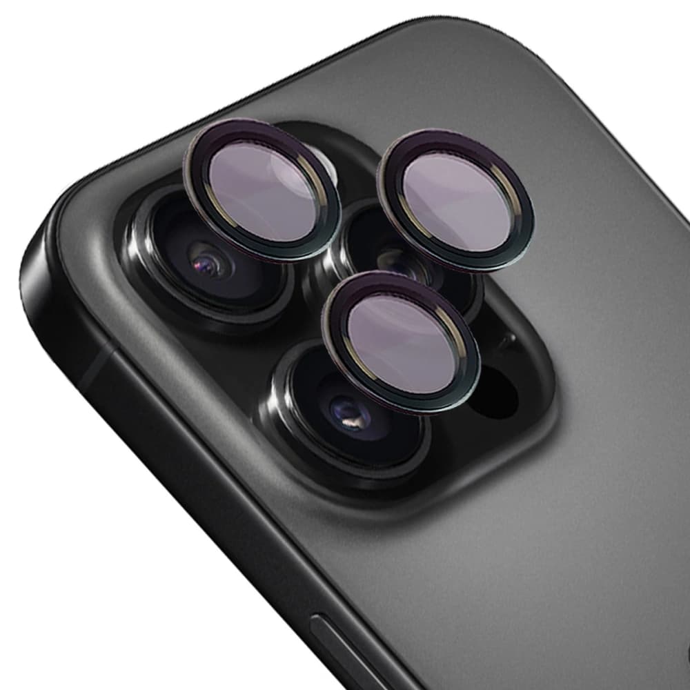 Tvrzené sklo na fotoaparát s aplikátorem Bizon Glass Snap Lens pro Apple iPhone 16 Pro / 16 Pro Max černé - 1