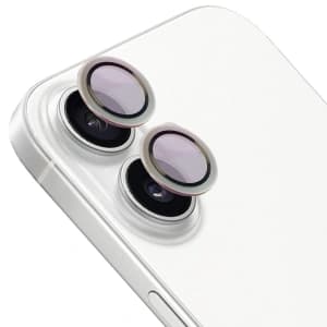 Szkło na aparat z aplikatorem Bizon Glass Snap Lens do Apple iPhone 16 / 16 Plus srebrna ramka