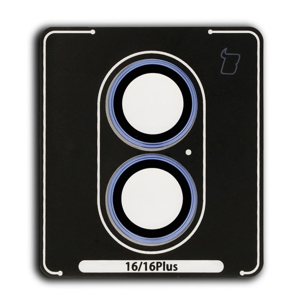 Szkło na aparat z aplikatorem Bizon Glass Snap Lens do Apple iPhone 16 / 16 Plus niebieska ramka - 2