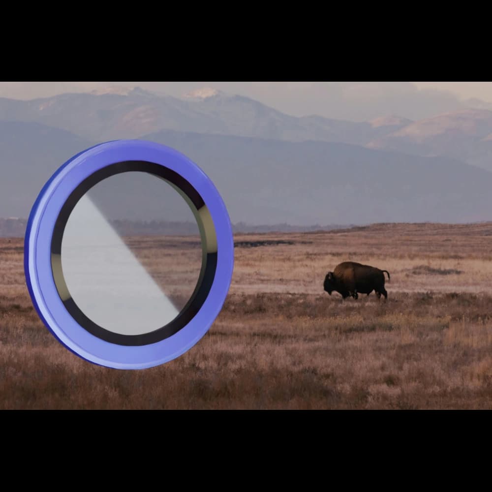 Szkło na aparat z aplikatorem Bizon Glass Snap Lens do Apple iPhone 16 / 16 Plus niebieska ramka - 3