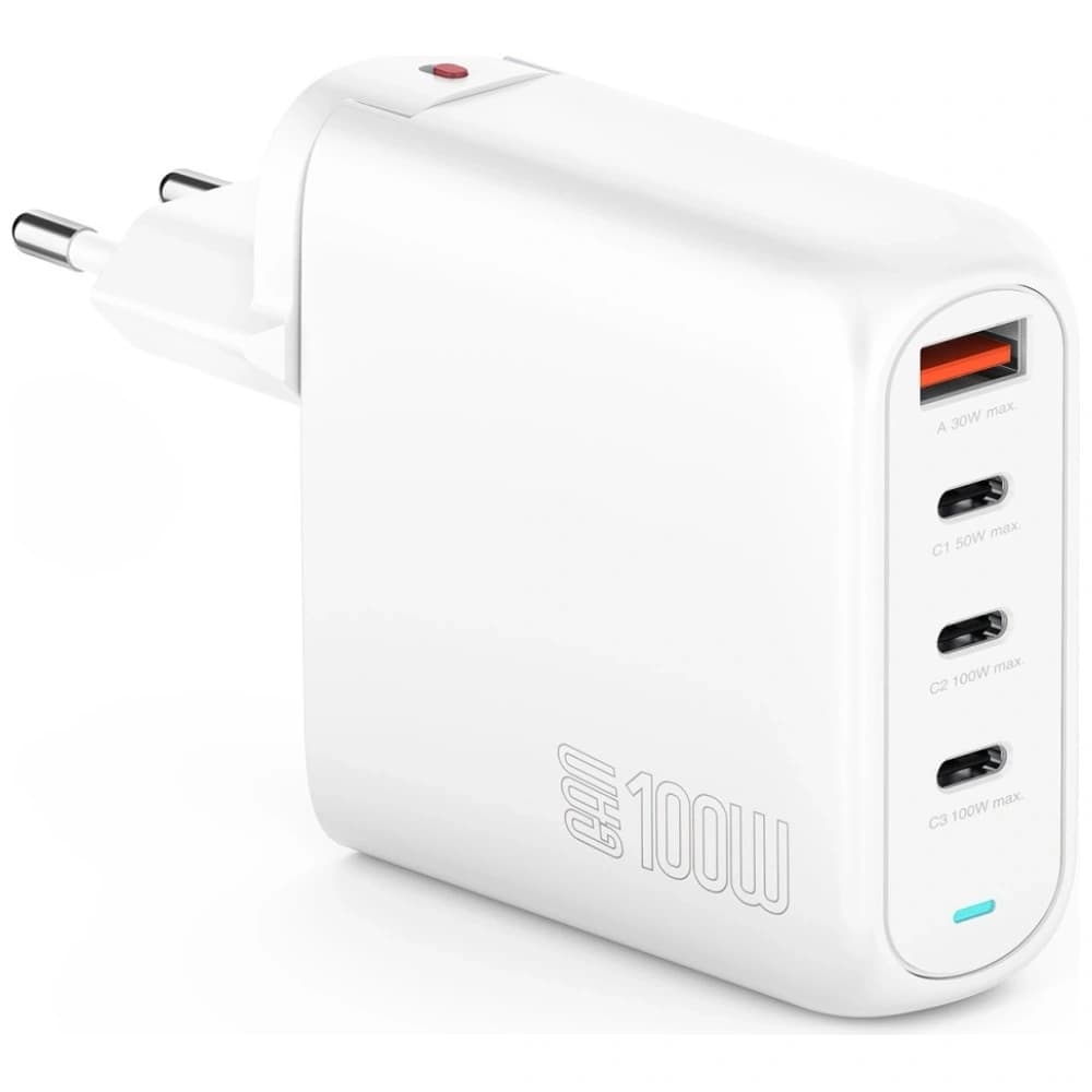 4smarts Flex Pro 100W 3xUSB-C, 1xUSB-A Travel Edition white wall charger - 4