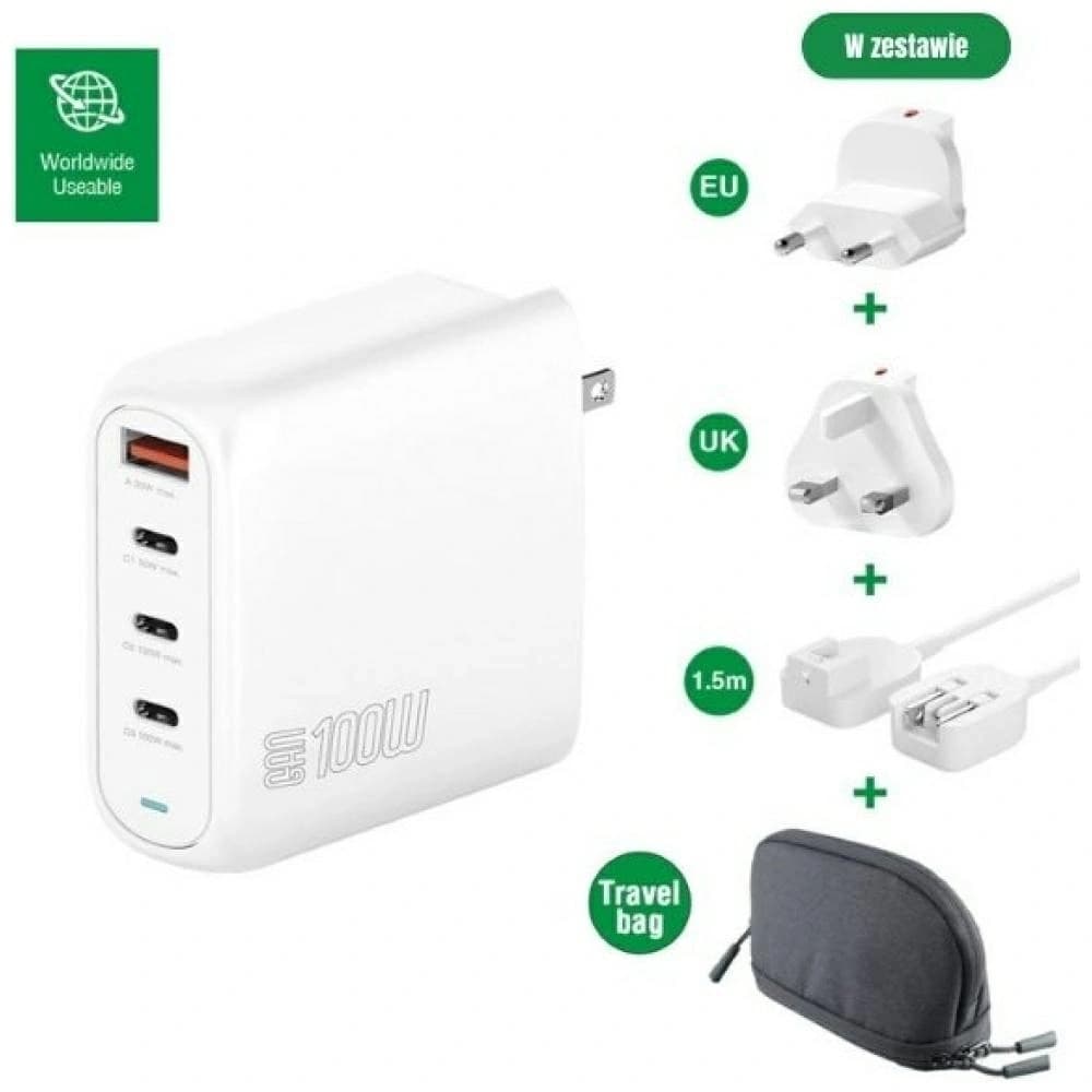 4smarts Flex Pro 100W 3xUSB-C, 1xUSB-A Travel Edition white wall charger - 6