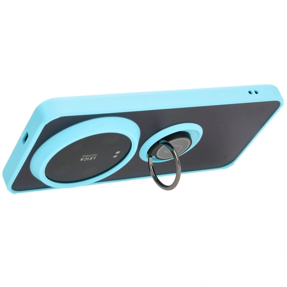[OUTLET] Etui mit Fingerhalter Bizon Case Hybrid Ring für Xiaomi 14 Ultra rauchig mit hellblauem Rahmen - 5