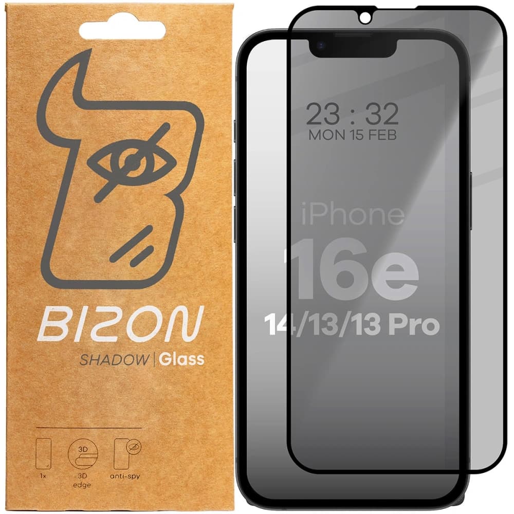 Bizon Glass Edge Shadow Apple iPhone 17e / 16e / 14 / 13 Pro / 13 tinted with a black frame - 1