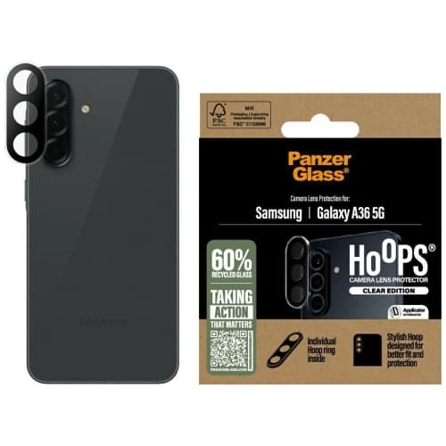 Gehärtetes Glas für das PanzerGlass Hoops Lens Protector für das Samsung Galaxy A36 5G klar