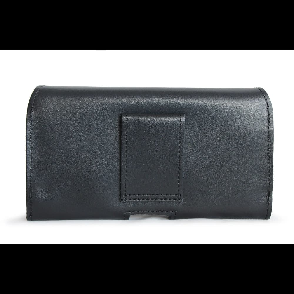 LURESKO FREYA XL leather holster for belt, phone case 165x82x10mm (black smooth black thread) - 6