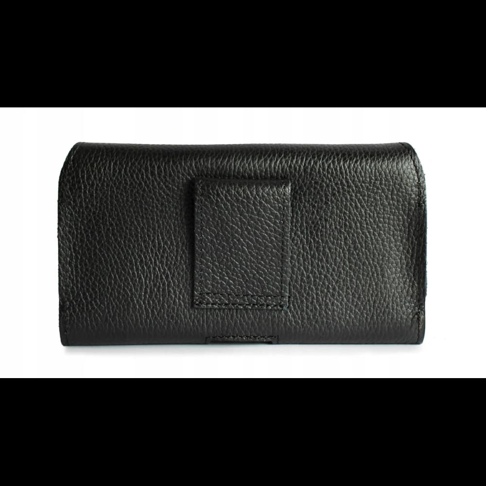 LURESKO FREYA XL leather holster for belt, phone case 165x82x10mm (black ribbed with black thread) - 4