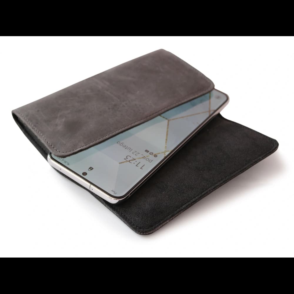 LURESKO FREYA XL Ledergürtelholster, Handyhülle 165x82x10mm (grau vintage) - 2