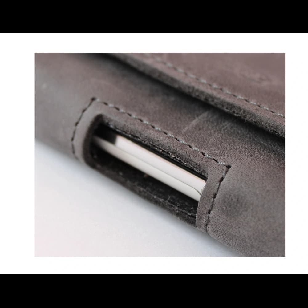 LURESKO FREYA XL Ledergürtelholster, Handyhülle 165x82x10mm (grau vintage) - 8