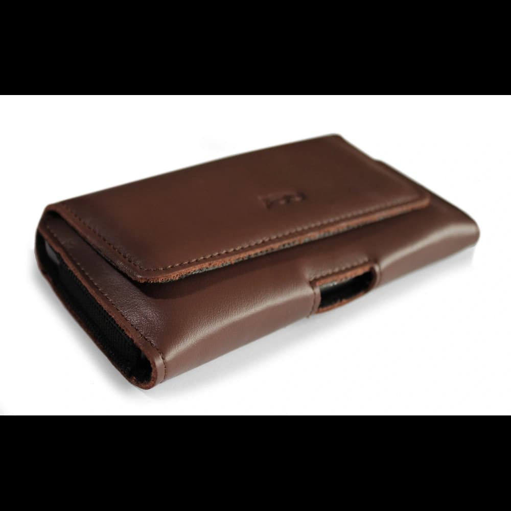 LURESKO FREYA XL leather holster for belt, phone case 165x82x10mm (smooth brown) - 3