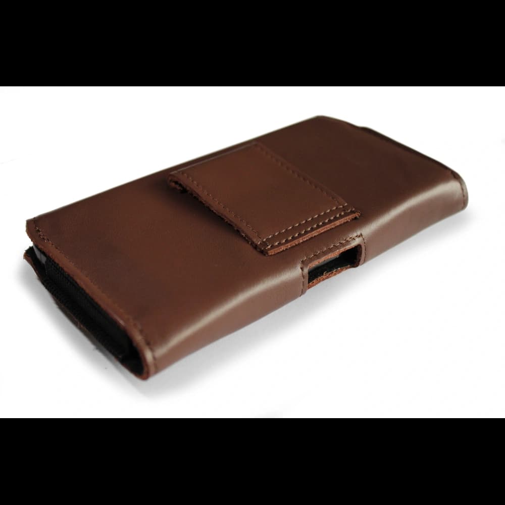 LURESKO FREYA XL leather holster for belt, phone case 165x82x10mm (smooth brown) - 4