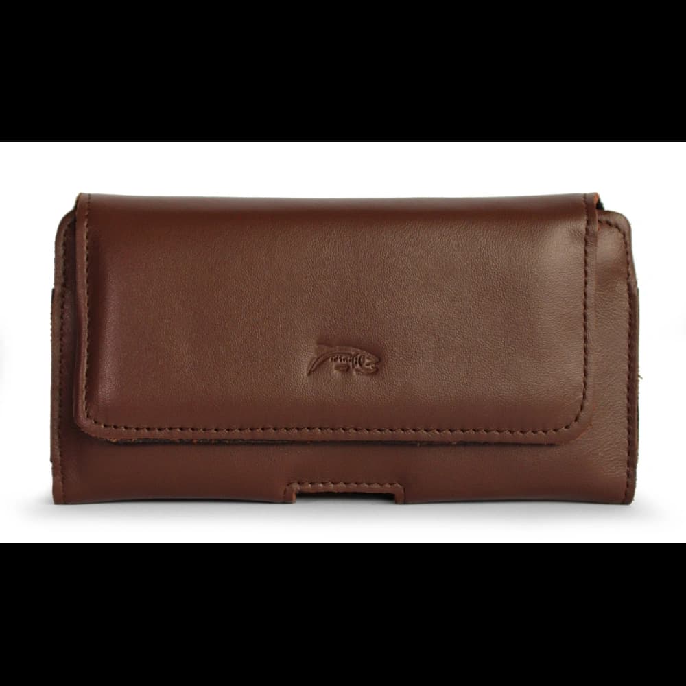 LURESKO FREYA XL leather holster for belt, phone case 165x82x10mm (smooth brown) - 5