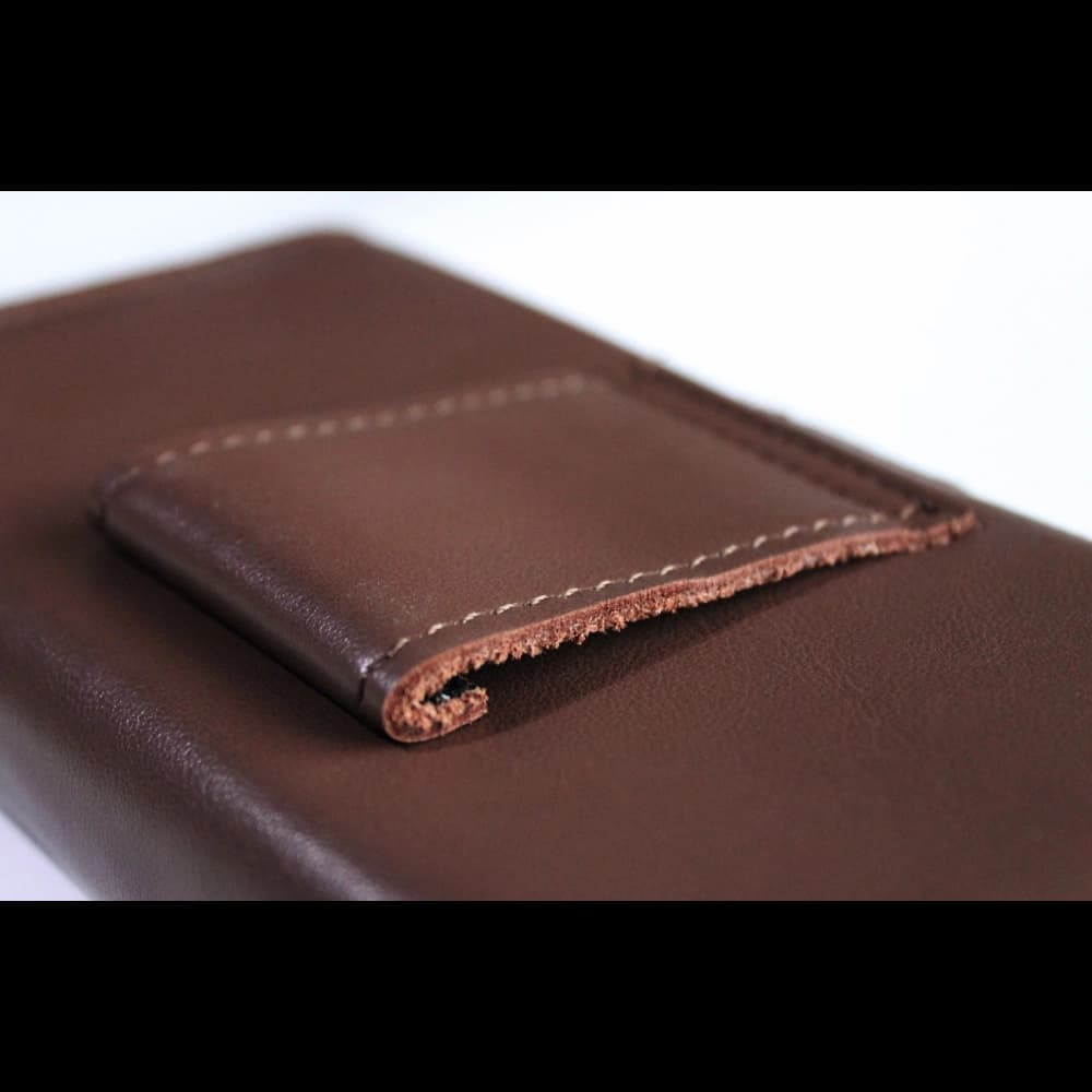 LURESKO FREYA XL leather holster for belt, phone case 165x82x10mm (smooth brown) - 8
