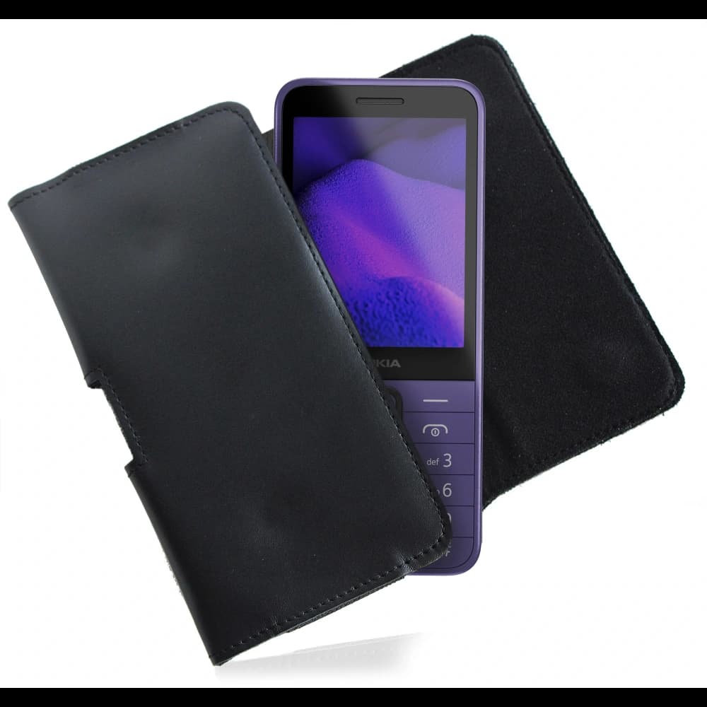 LURESKO FREYA S leather holster for belt phone case 131x62x12mm - BLACK SMOOTH - 2