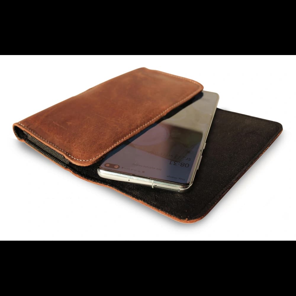 LURESKO FREYA S Lederholster für Gürtel Handyhülle 131x62x12mm - VINTAGE BRAUN - 12