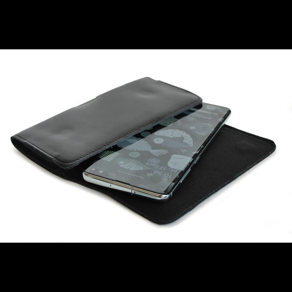 LURESKO FREYA M leather holster for belt phone case 150x 72x10 - BLACK SMOOTH - 2