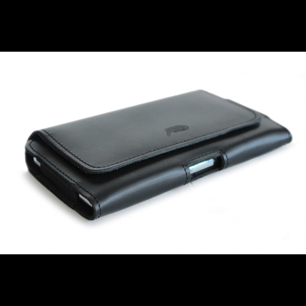 LURESKO FREYA M leather holster for belt phone case 150x 72x10 - BLACK SMOOTH - 3